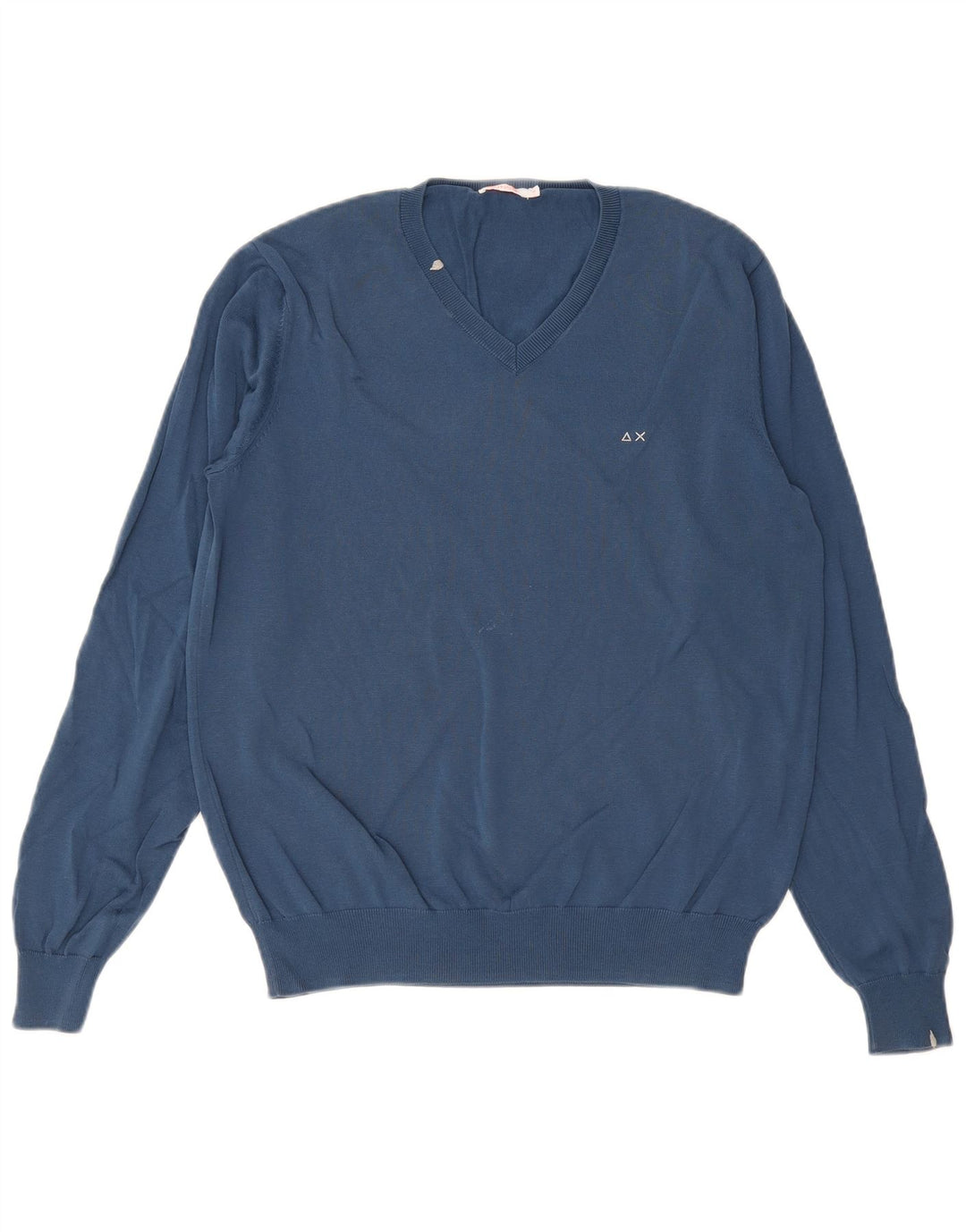Maglione da uomo con scollo a V Sun68 grande classico in cotone blu