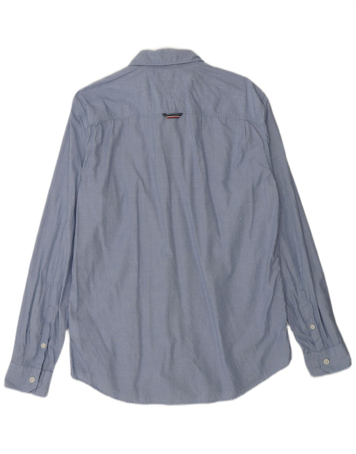 TOMMY HILFIGER Mens Regular Fit Shirt Large Blue Cotton