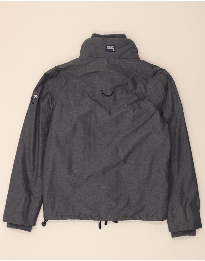 SUPERDRY Womens Graphic Windbreaker Jacket UK 16 Large Grey Nylon Vintage Superdry and Second-Hand Superdry from Messina Hembry 