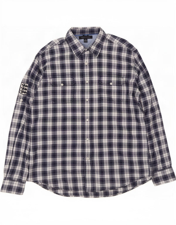 Tommy Hilfiger Uomo Camicia di flanella Grande cotone a quadri blu navy