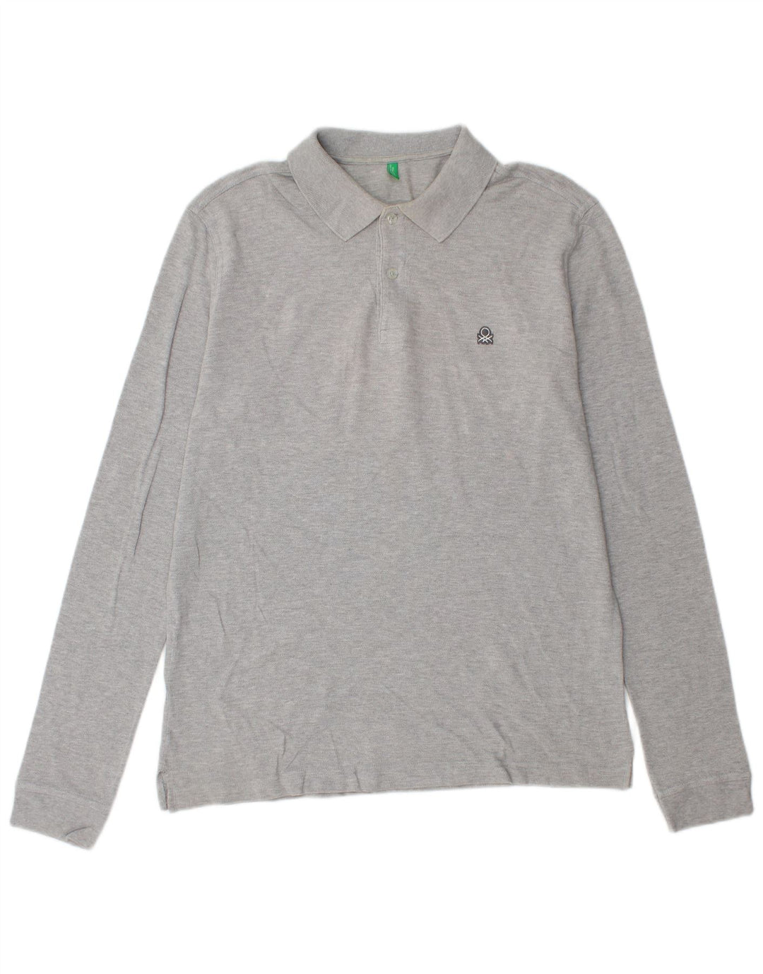 Polo Benetton Uomo Manica Lunga Large Grigio Cotone