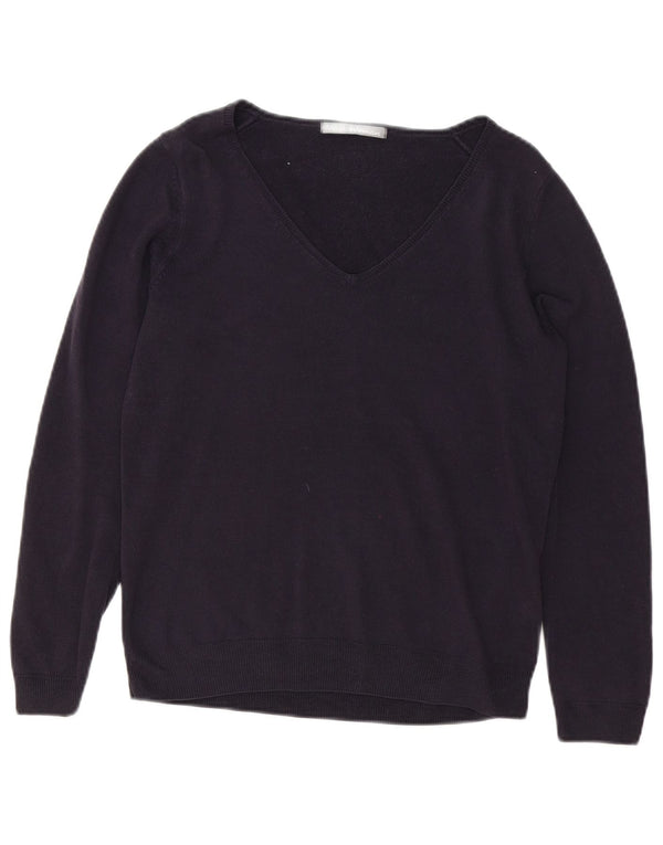 Maglione da donna con scollo a V Marks & Spencer UK 12 Acrilico blu navy medio
