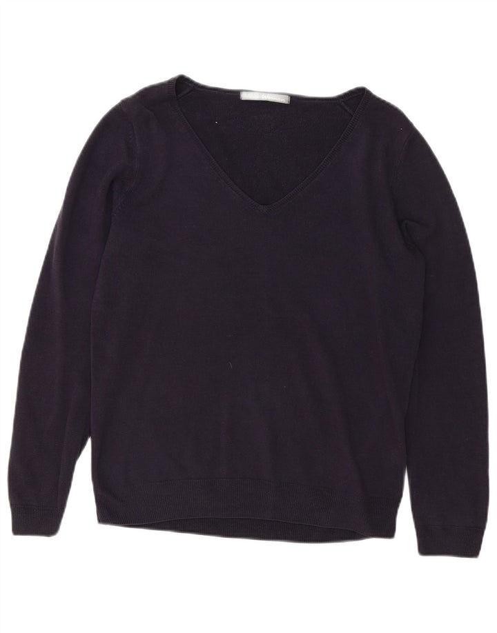 Maglione da donna con scollo a V Marks & Spencer UK 12 Acrilico blu navy medio
