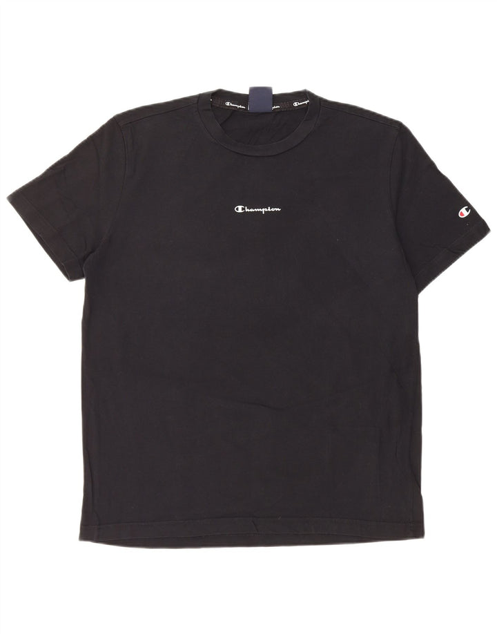 T-shirt grafica da uomo Champion Top in cotone nero medio