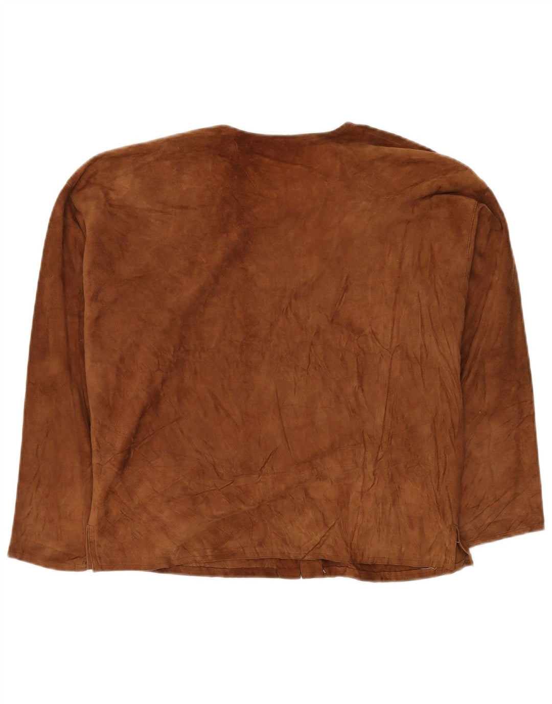 Giacca in pelle scamosciata da donna VINTAGE UK 14 grande marrone