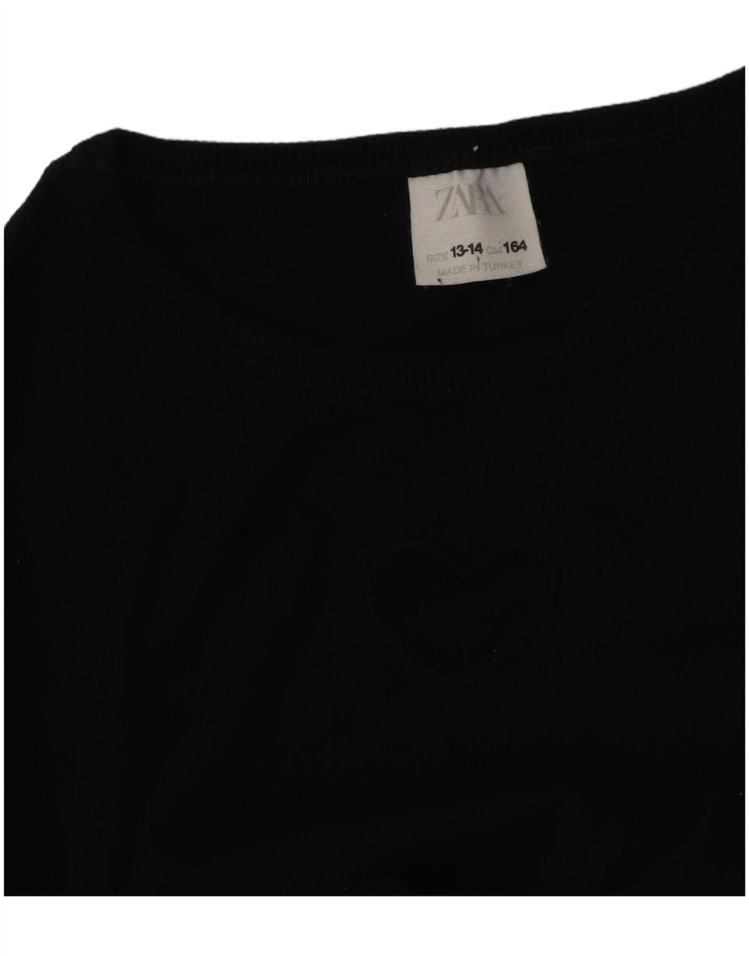 ZARA Girls Crop Top Long Sleeve 13-14 Years Black