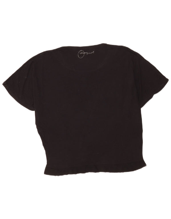 Desigual T-shirt grafica da donna Top UK 14 Large Black Floral