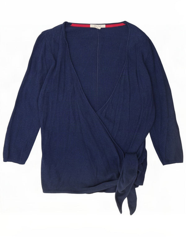 White Stuff Maglione cardigan avvolgente da donna con maniche a 3/4 UK 10 Small Blu navy