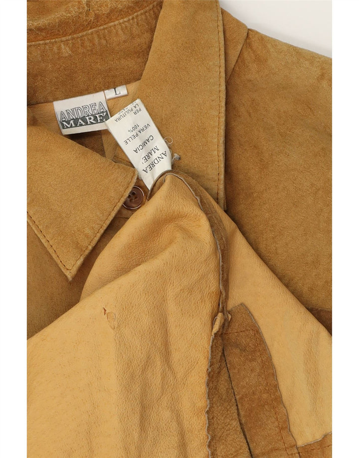 Camicia da donna in pelle scamosciata Andrea Mare Overshirt UK 16 Large Beige Pelle