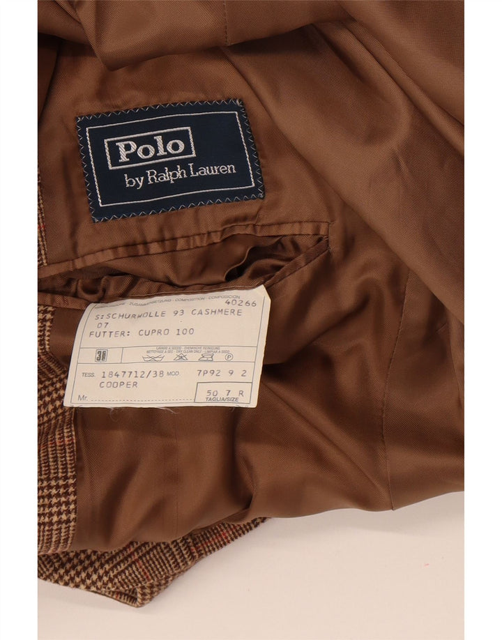 Polo Ralph Lauren Giacca blazer a 3 bottoni da uomo IT 50 grande lana a quadri marrone
