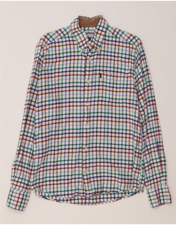 Barbour Camicia da uomo in flanella di cotone a quadri multicolore medio