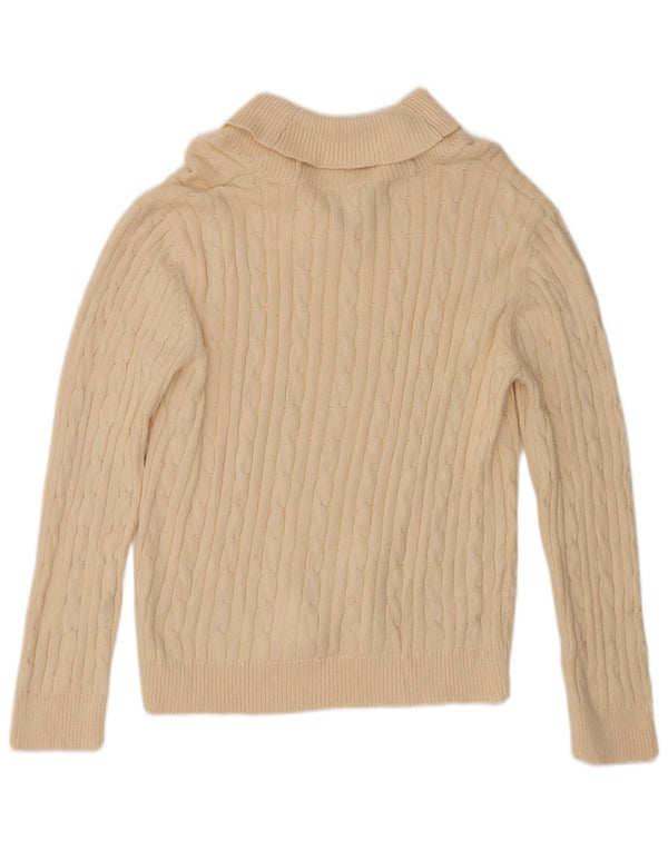 Maglione maglione collo alto da donna Chaps UK 18 XL Cotone beige