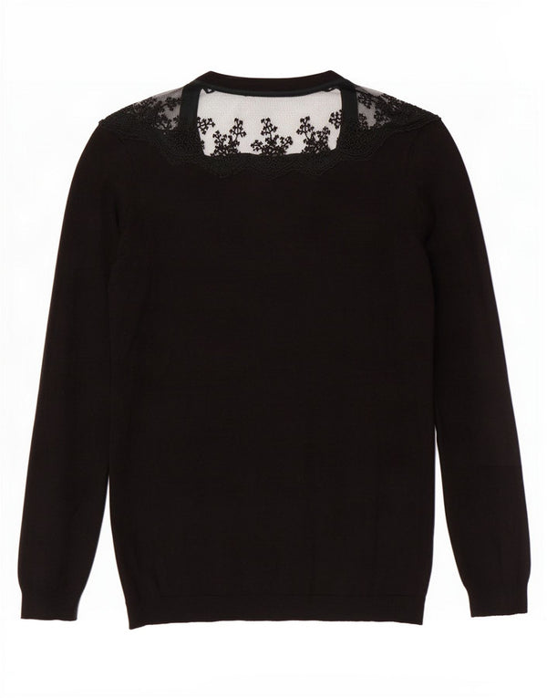 Maglione cardigan da donna Zara UK 12 viscosa floreale nera media