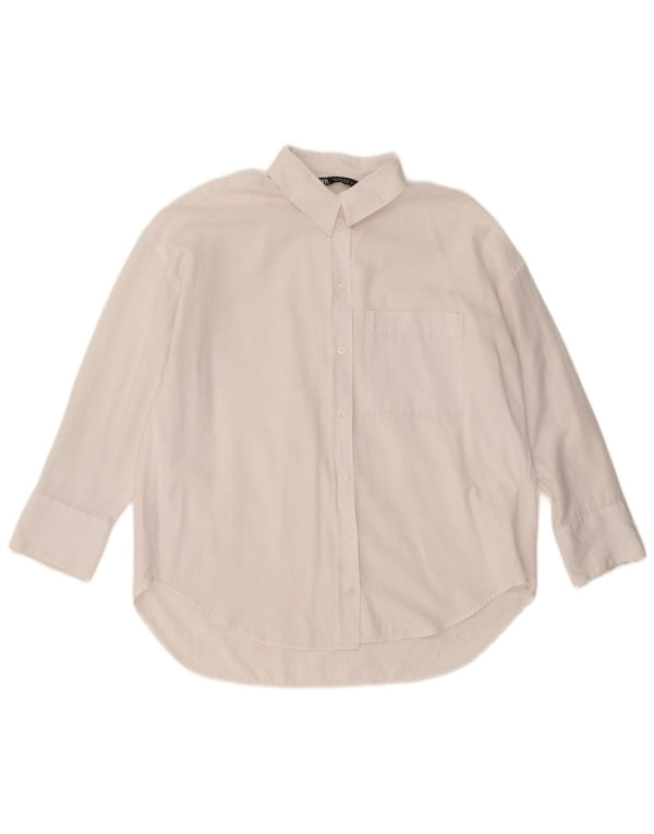 Camicia oversize da donna ZARA UK 10 piccola in cotone bianco