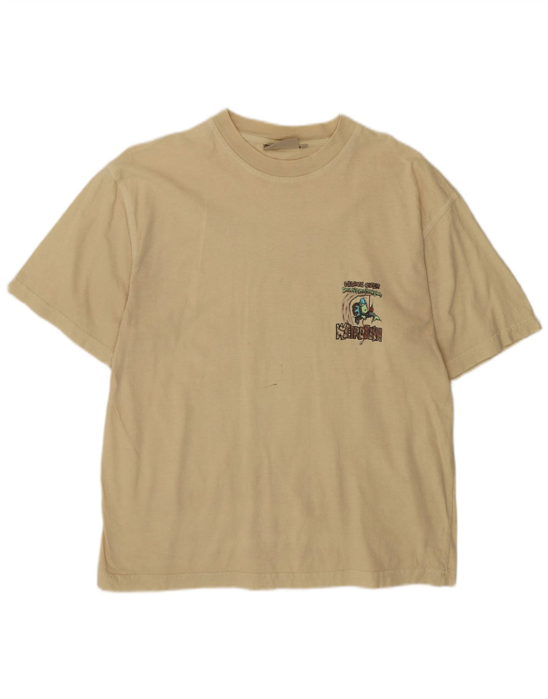 T-shirt grafica da uomo Weird Fish Top in cotone beige medio