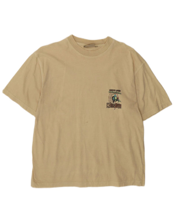 T-shirt grafica da uomo Weird Fish Top in cotone beige medio