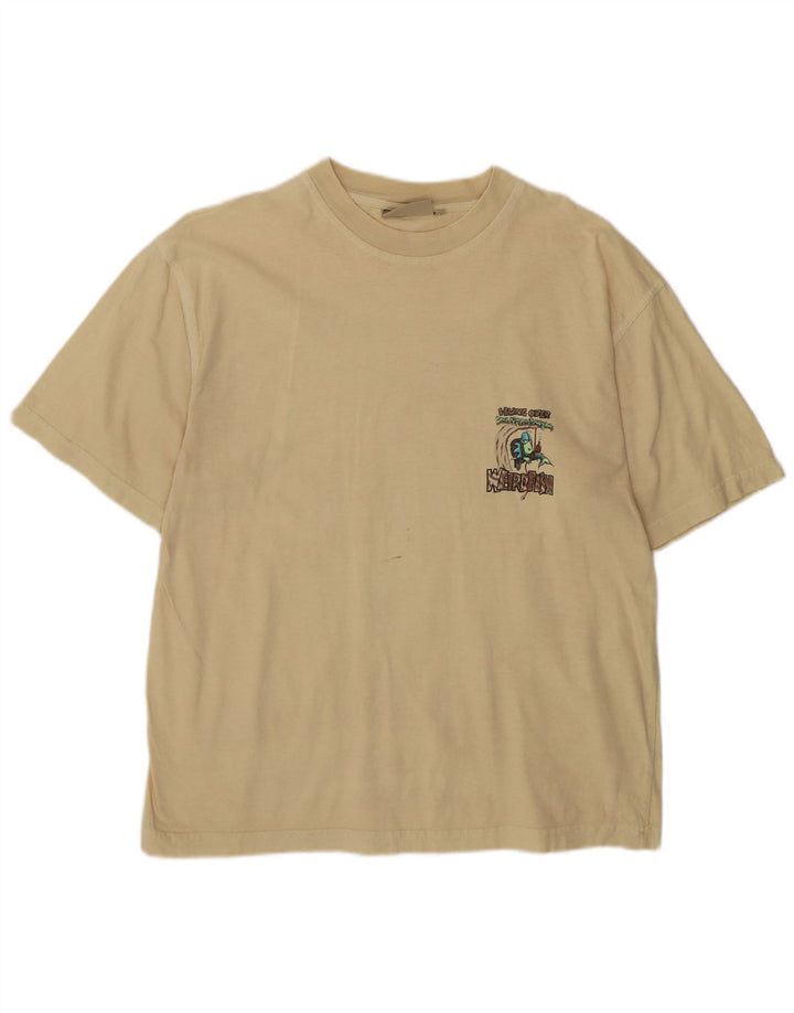 T-shirt grafica da uomo Weird Fish Top in cotone beige medio