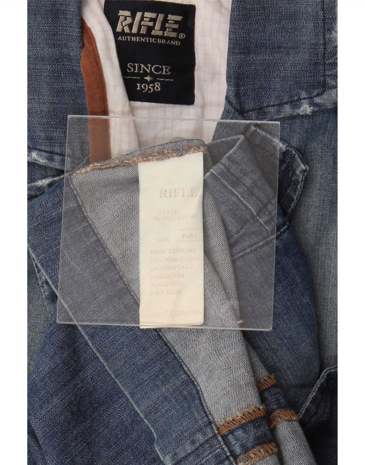 Giacca blazer in denim invecchiato da uomo Rifle UK 38 Cotone blu medio