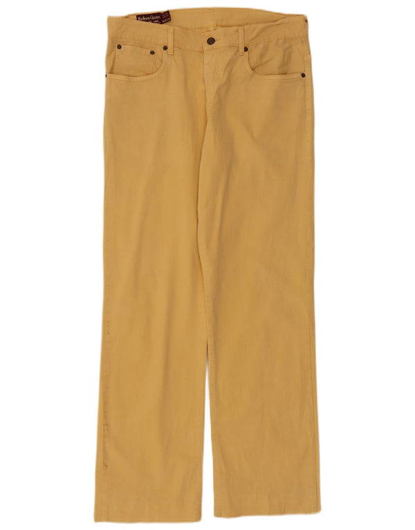 Pantaloni casual dritti da uomo Marlboro Classics W34 L30 in cotone giallo