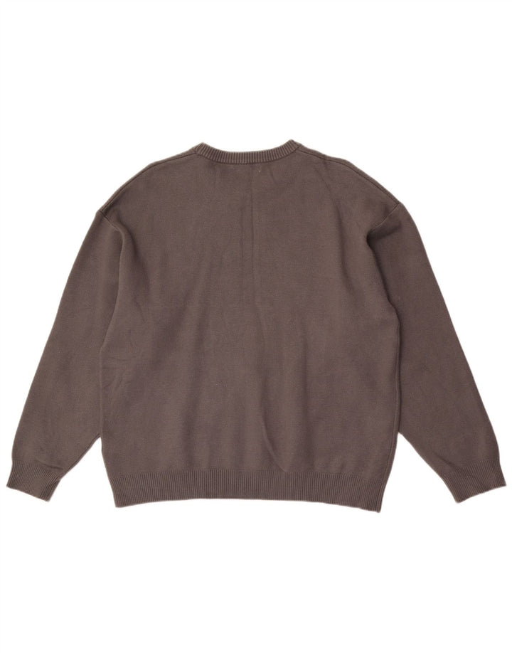 Maglione ZARA da uomo girocollo grande in viscosa grigia