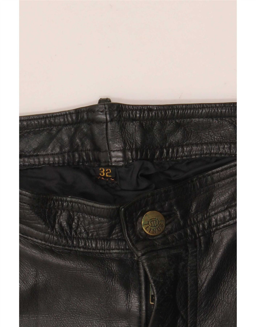 Pantaloni da motociclista in pelle da uomo Linus W32 L30 Neri