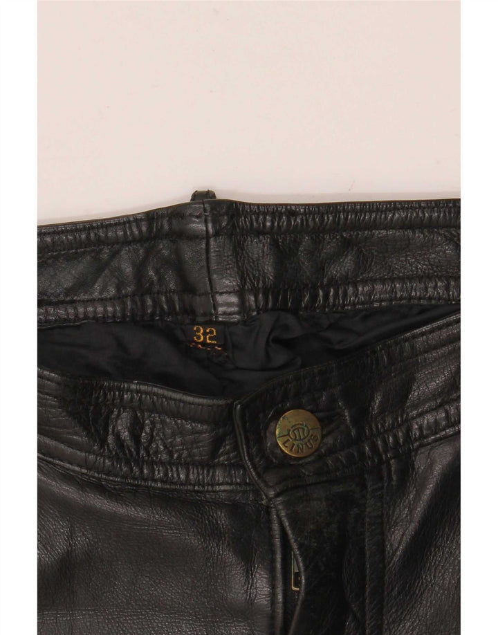 Pantaloni da motociclista in pelle da uomo Linus W32 L30 Neri