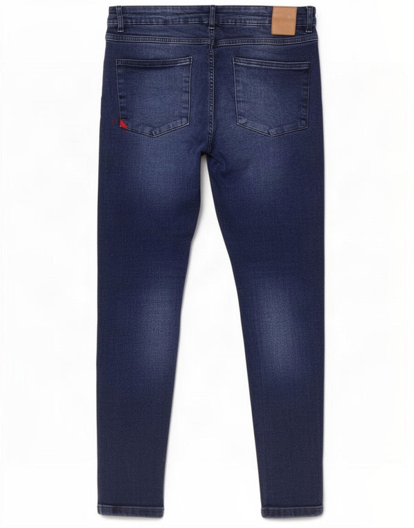 Jeans skinny effetto invecchiato da donna 11 gradi W34 L30 cotone blu navy