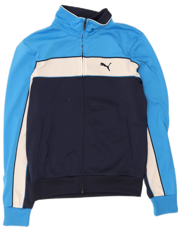 Giacca da ginnastica da uomo Puma Small in poliestere color block blu navy
