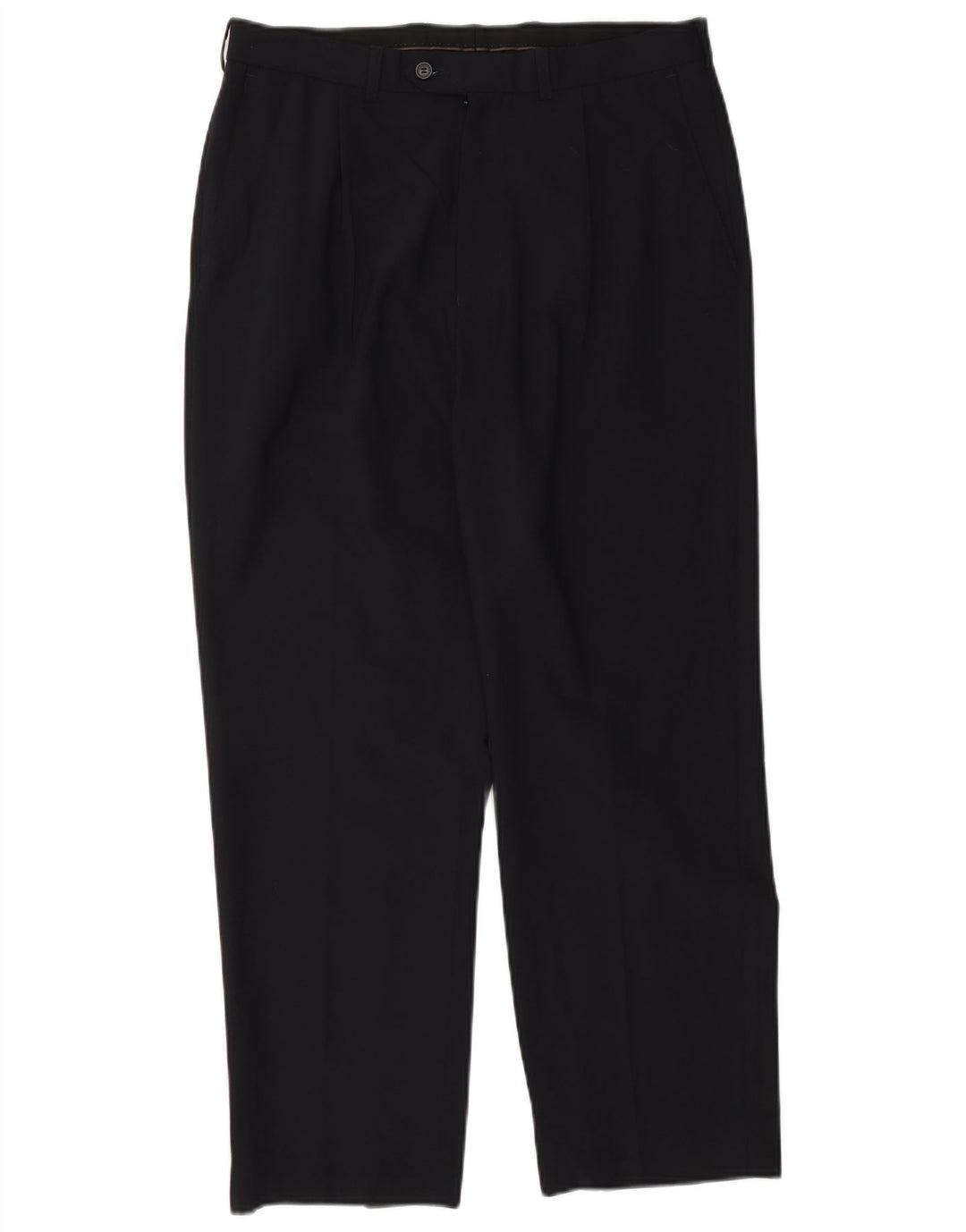 Pantaloni da abito con pegging da uomo Marks & Spencer W34 L29 poliestere blu navy