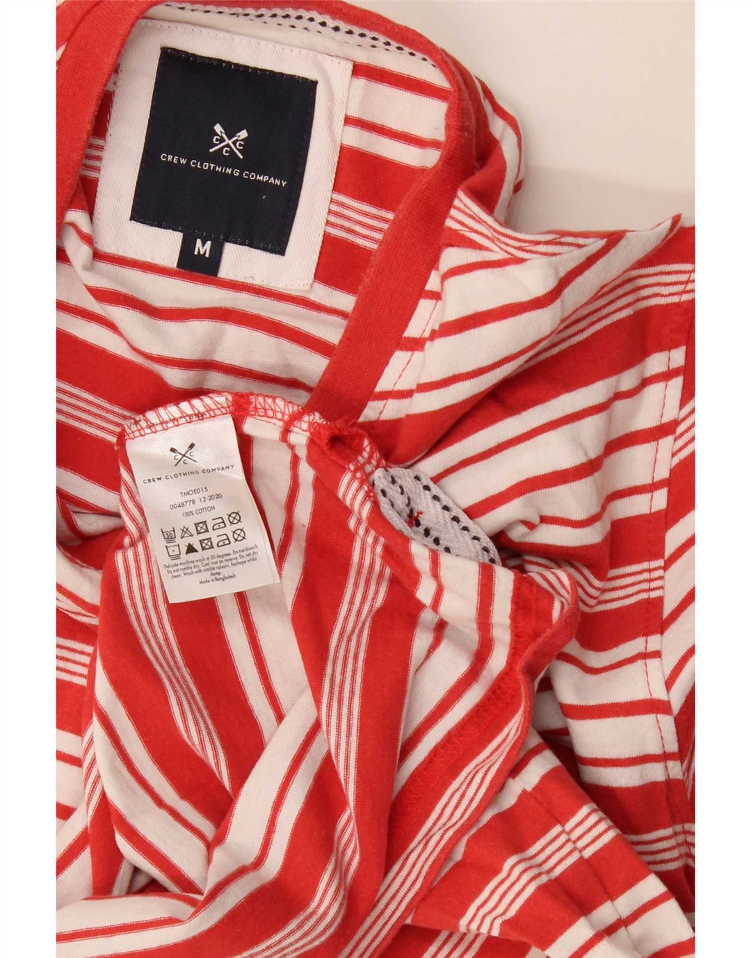 Crew Clothing T-shirt da uomo Top in cotone a righe rosse medie