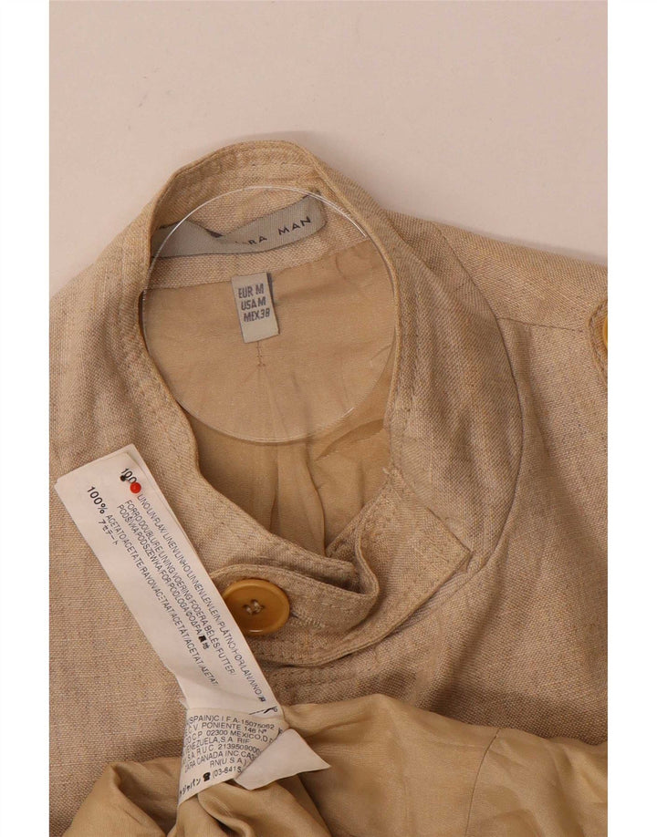 Giacca militare da uomo Zara UK 38 Lino beige medio