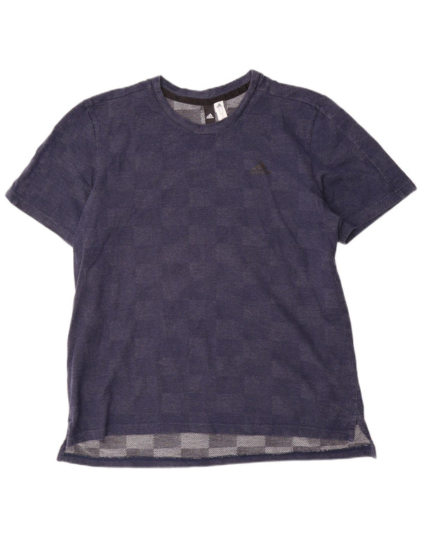 T-shirt da uomo Adidas Top XL in cotone geometrico blu navy