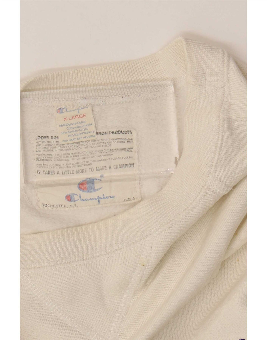 Felpa grafica da uomo Champion Jumper XL in cotone bianco