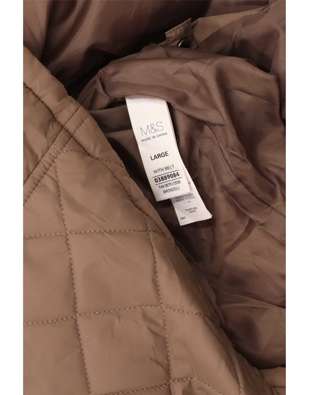 Cappotto imbottito con cappuccio da donna Marks & Spencer UK 16 grande marrone in poliammide