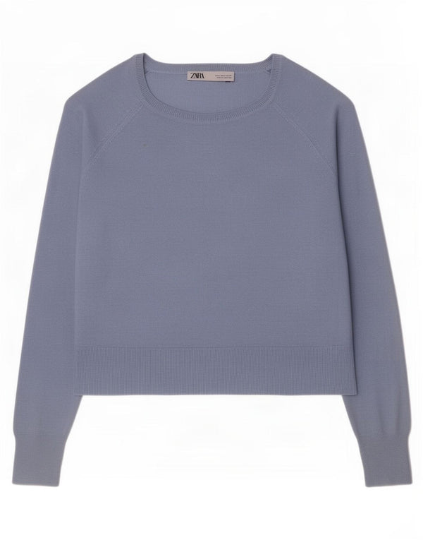 Maglione da donna oversize con scollo a barca Zara da donna UK 10 piccolo in viscosa blu