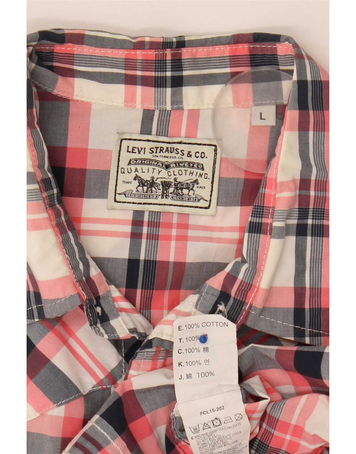 Camicia a maniche corte da uomo Levi's Large Western in cotone a quadri multicolore