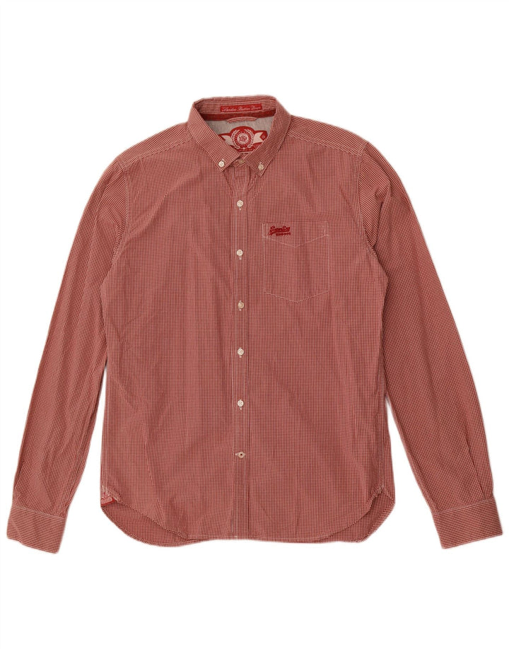 Camicia da uomo Superdry grande in cotone a quadretti rossi