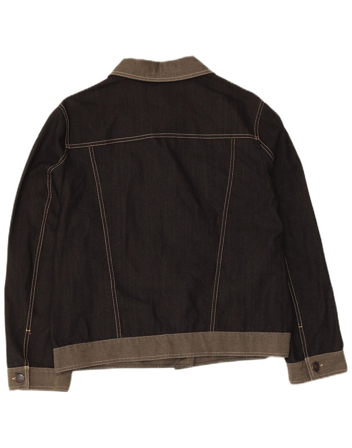 CARLA FERRONI Giacca in denim da donna UK 14 Cotone color block medio nero