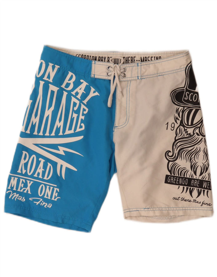 Pantaloncini da bagno grafici da uomo Scorpion Bay Blu medio in poliestere color block