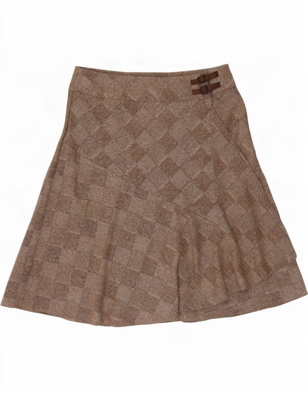 Gonna a portafoglio da donna Kaliko UK 18 XL W34 Lana geometrica marrone