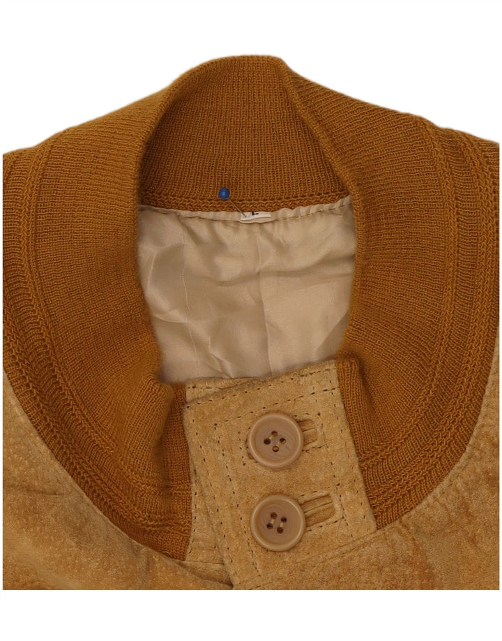 Giubbotto bomber in pelle scamosciata vintage da uomo UK 40 grande in pelle marrone