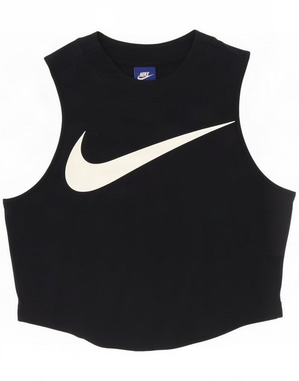 Nike Canotta corta con grafica da donna UK 14 Large Navy Blue Cotton Sports