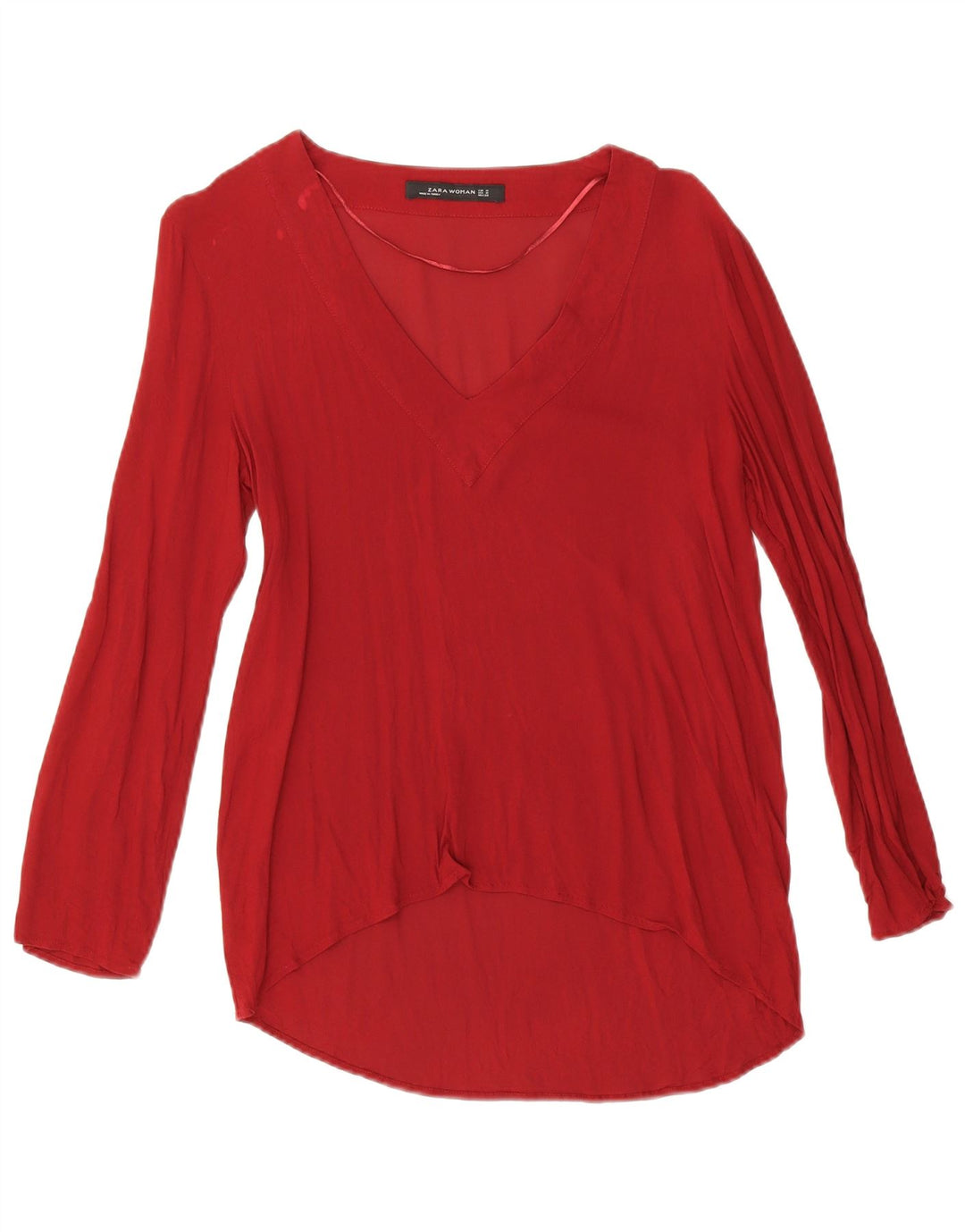 Top tunica a maniche lunghe da donna Zara UK 14 rosso medio