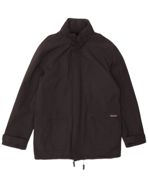 Giacca a vento con cappuccio da uomo Gianfranco Ferre UK 38 nylon nero medio