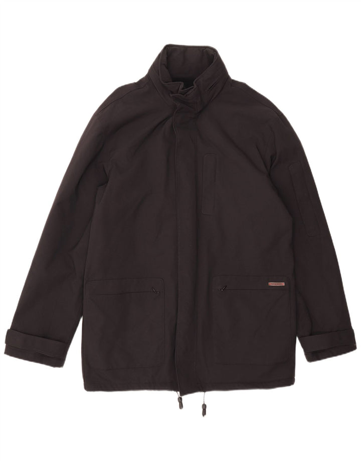 Giacca a vento con cappuccio da uomo Gianfranco Ferre UK 38 nylon nero medio