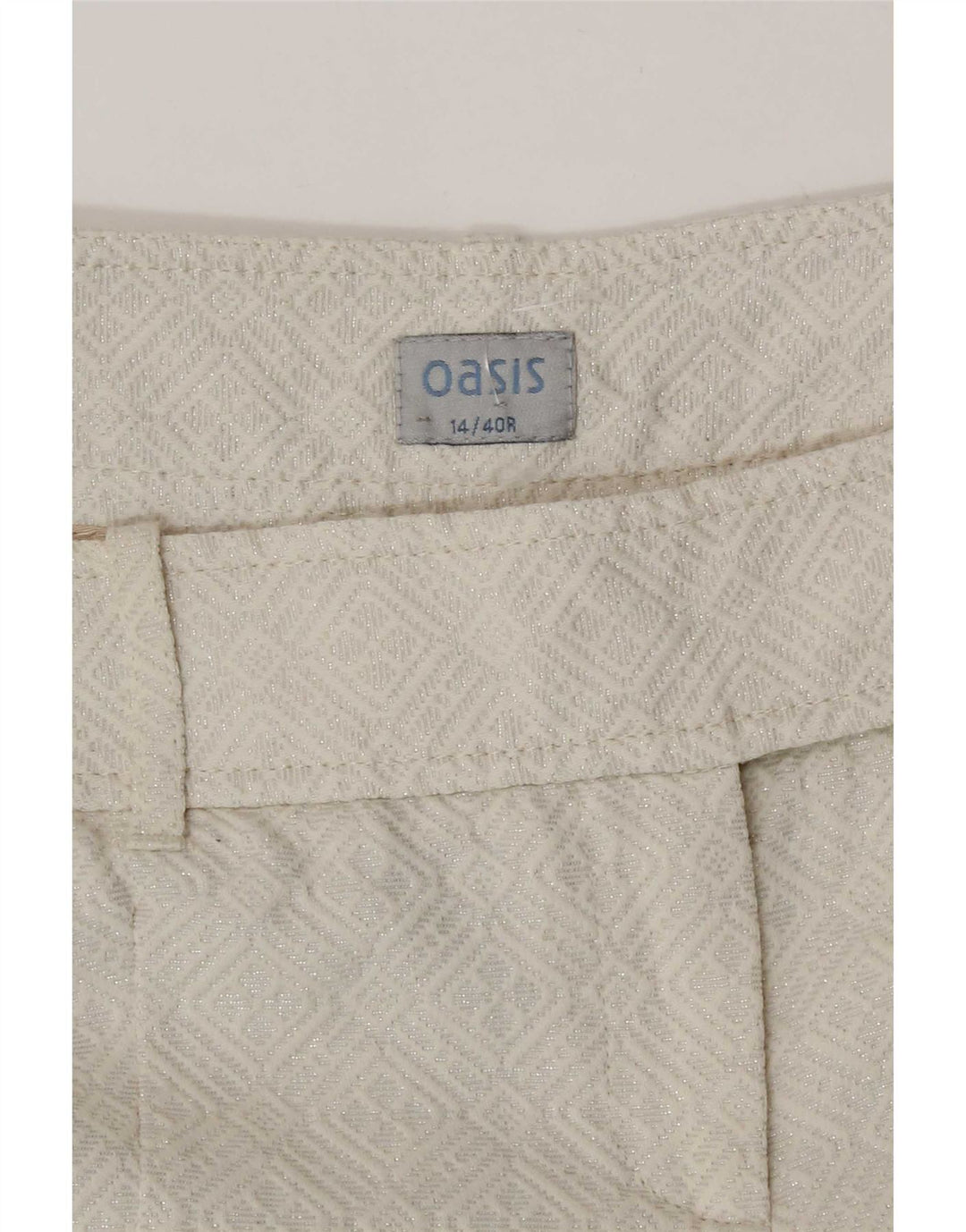Bermuda da donna Oasis UK 14 Medium W32 Cotone geometrico bianco