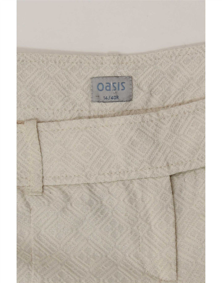 Bermuda da donna Oasis UK 14 Medium W32 Cotone geometrico bianco