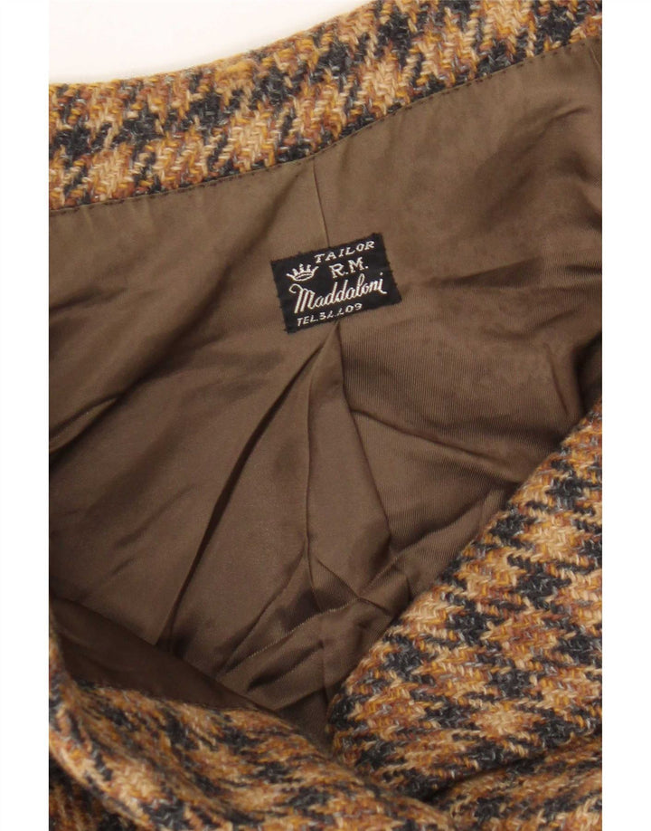 Giacca blazer doppiopetto vintage da donna UK 16 grande pied de poule marrone