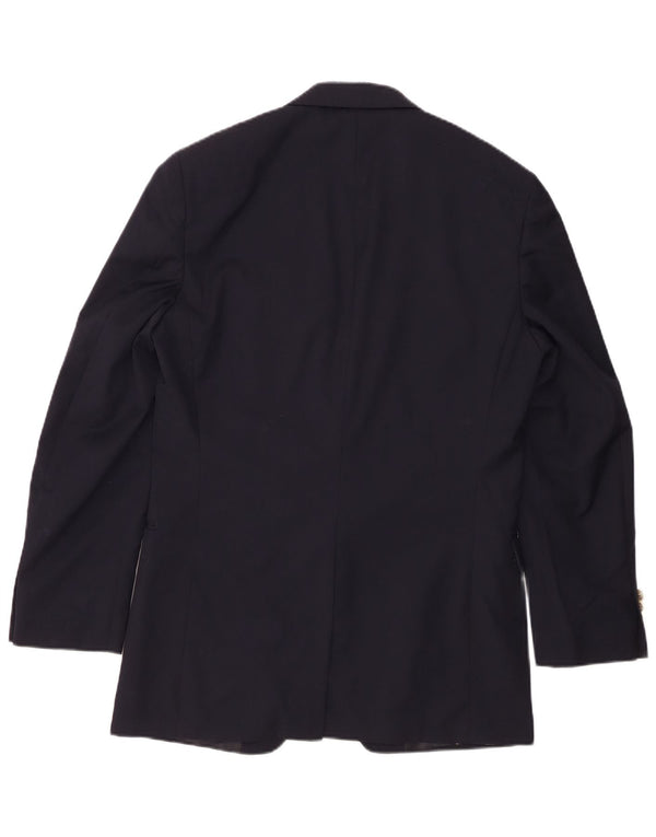 Giacca blazer a 2 bottoni lunga da uomo Chaps UK 38 media lana blu navy