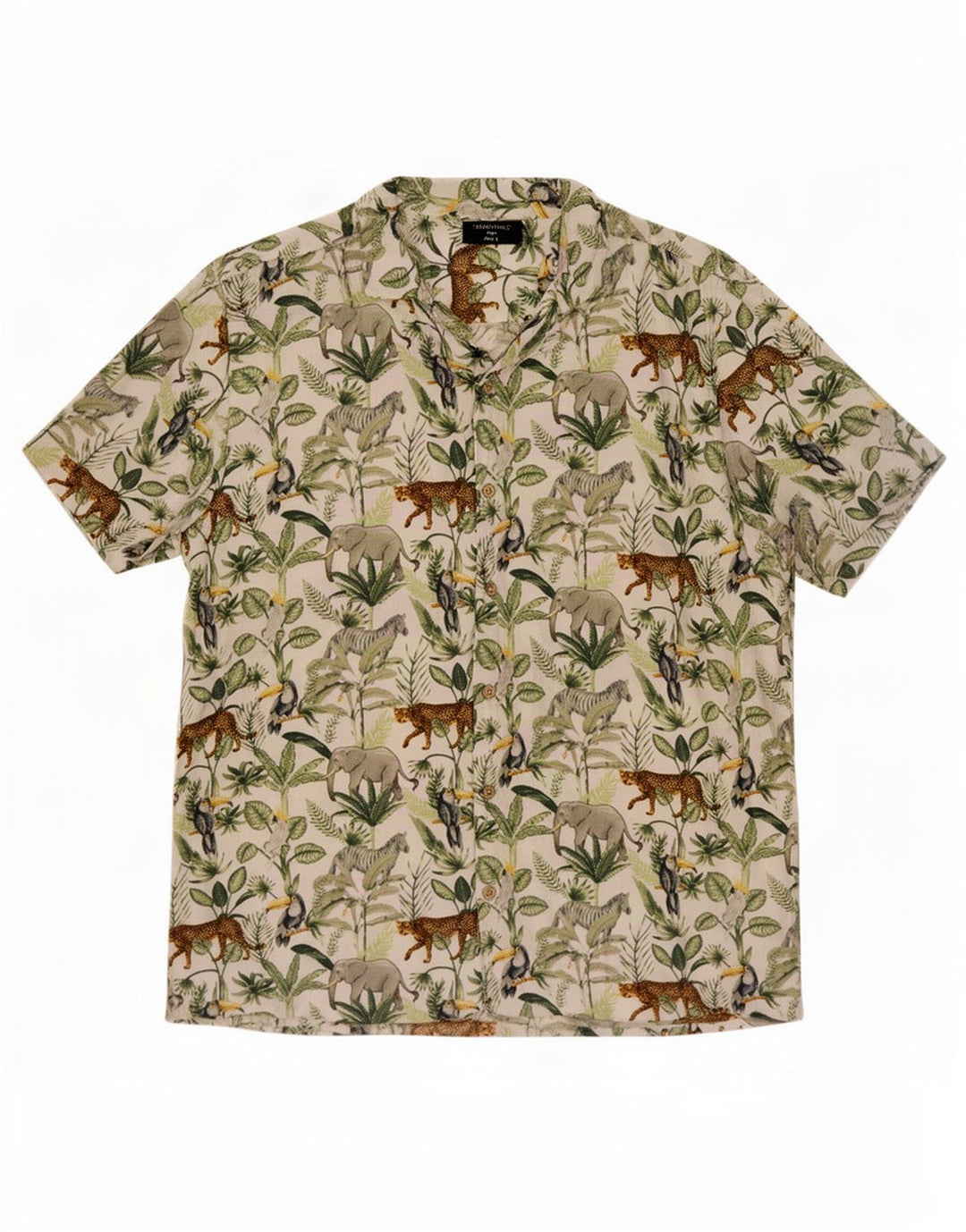 Tessentials Camicia a maniche corte da uomo Jungle Stampa grande animale multicolore